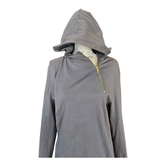 Gray Quarter-Zip Women's Hoodie - Picture 3 of 7